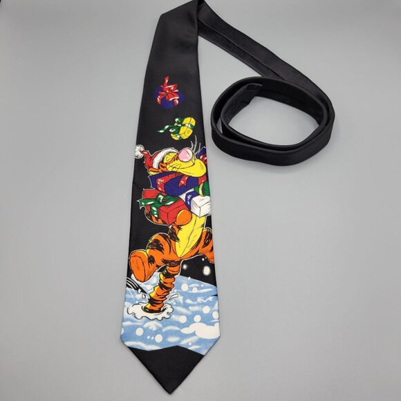 Disney Other - Vintage Disney Christmas Tigger Tie Black Festive Holiday Design